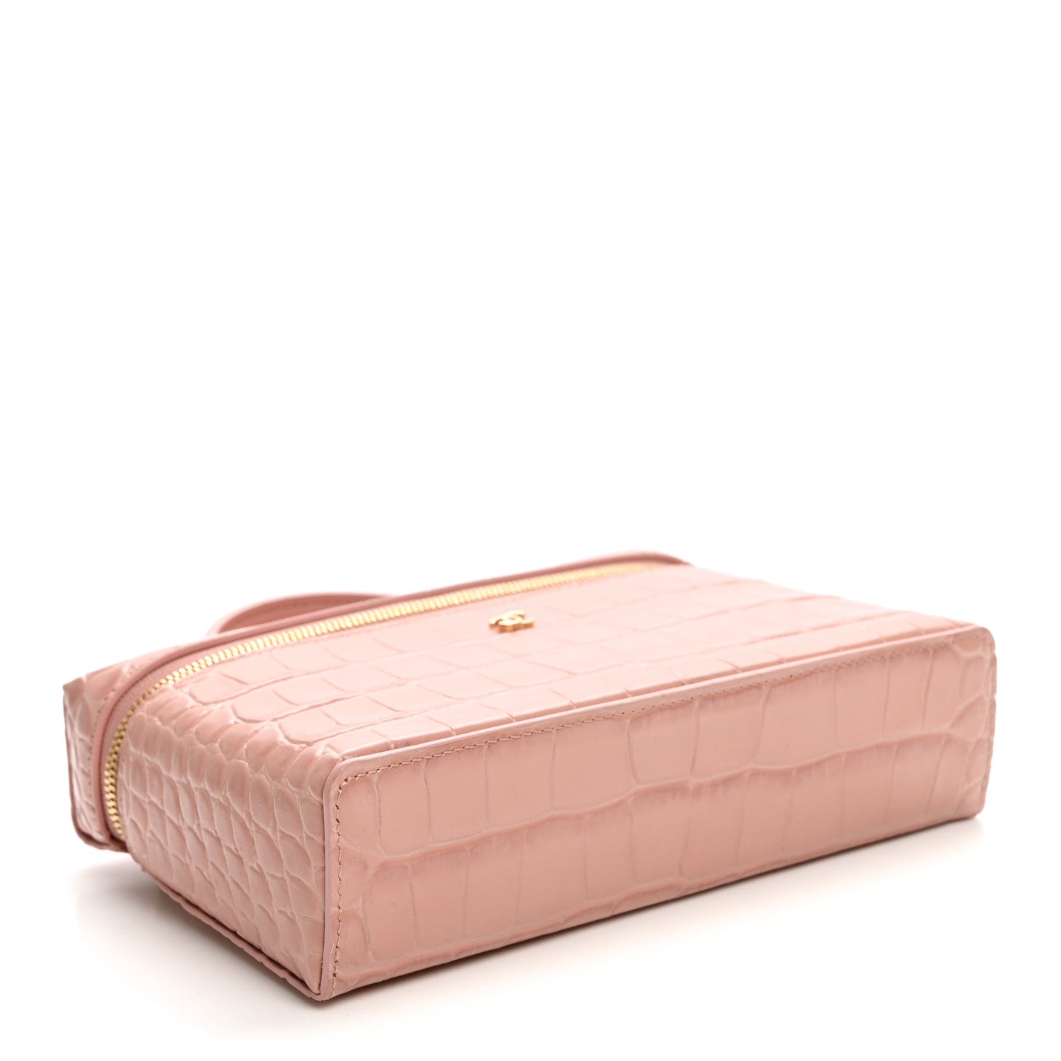 Calfskin Crocodile Embossed Crococo Exoticoco Vanity With Chain Light Pink