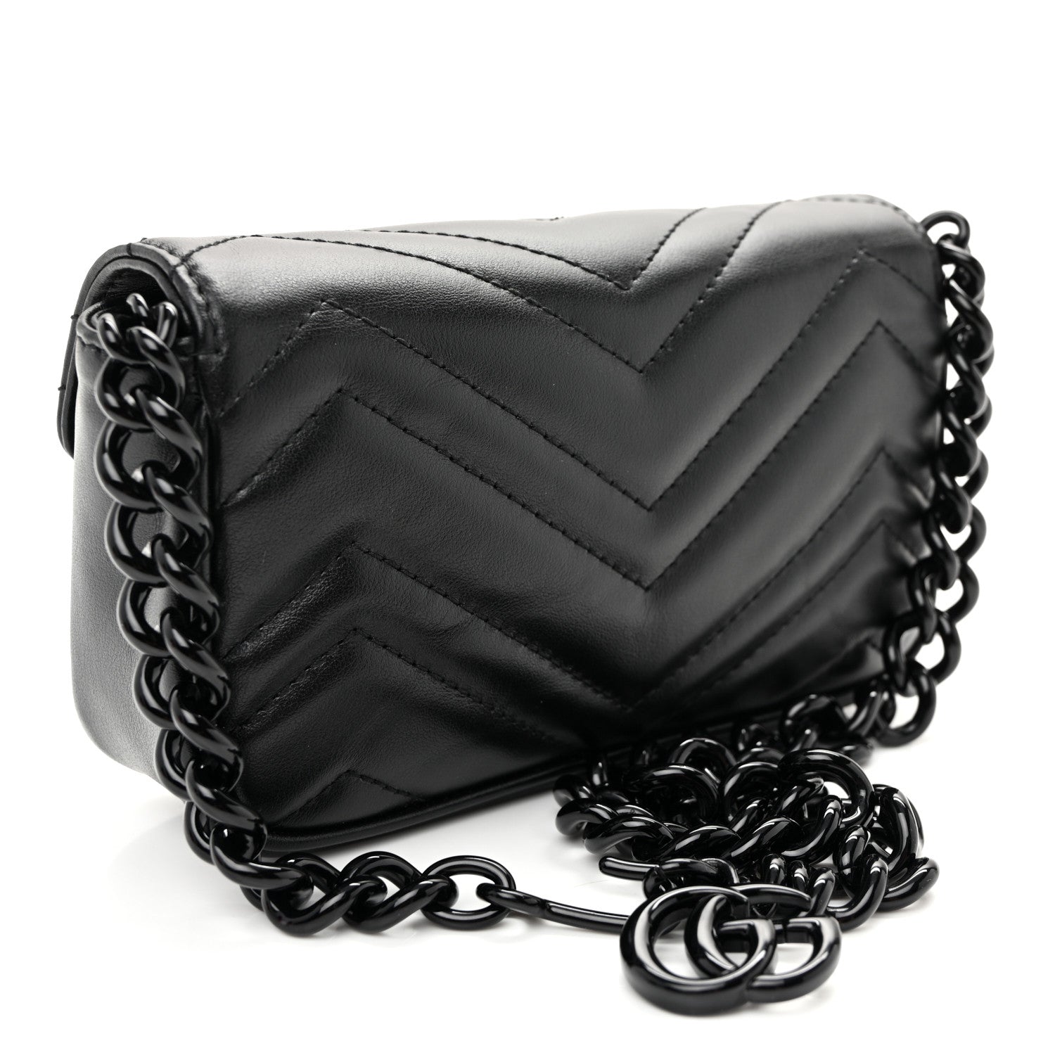 Calfskin Matelasse Monochrome GG Marmont Chain Belt Bag Black