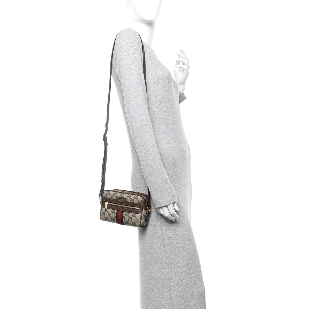 GG Supreme Monogram Web Mini Ophidia Shoulder Bag Brown
