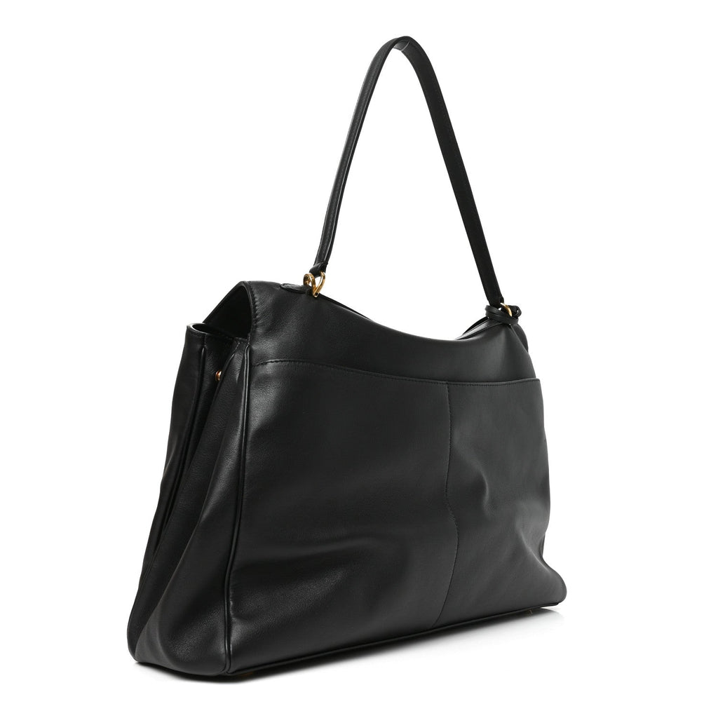 Smooth Calfskin Large Rodeo Top Handle Handbag Black