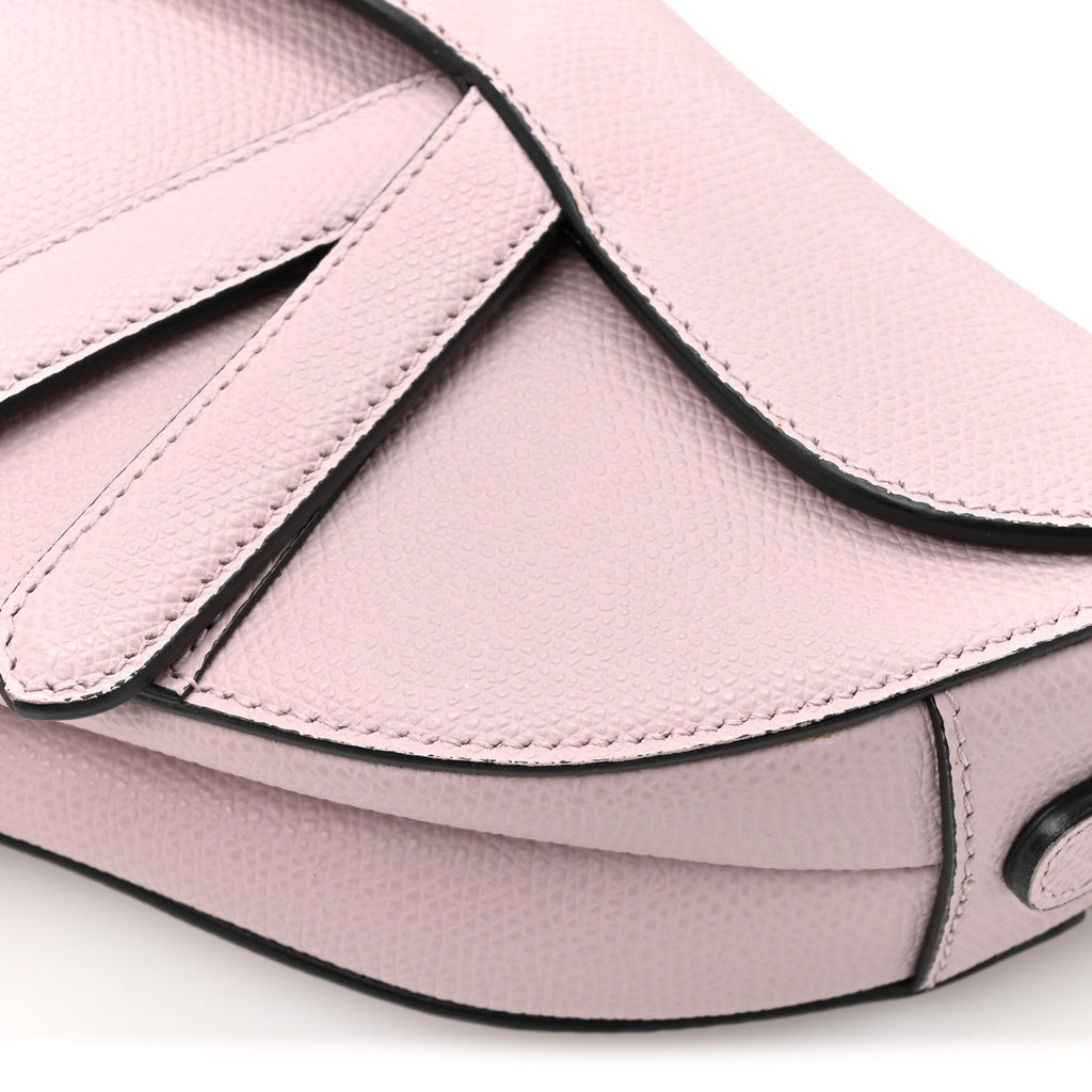 Grained Calfskin Mini Saddle Bag Light Pink
