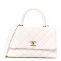 Caviar Quilted Mini Coco Handle Flap White