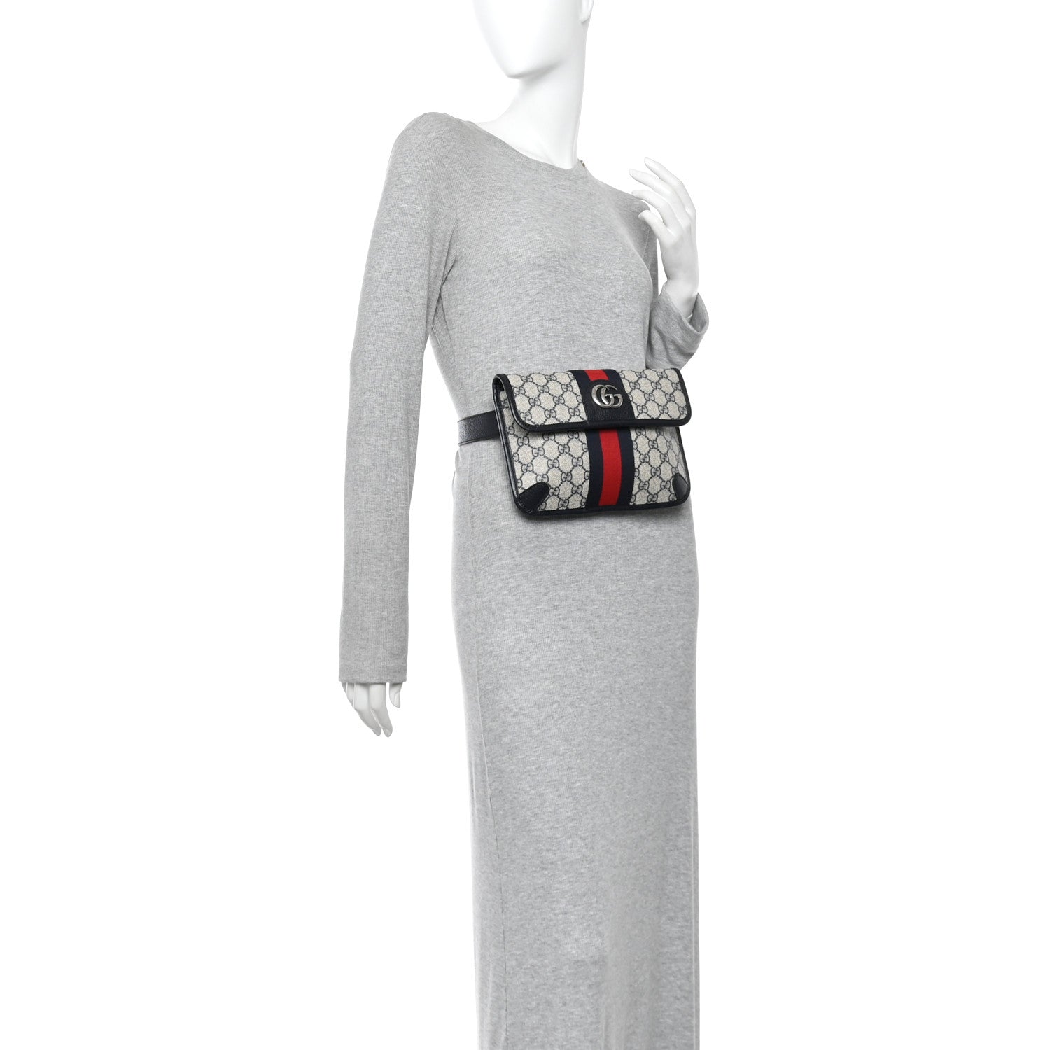 GG Supreme Monogram Web Small Ophidia Belt Bag 90 36 Beige Navy
