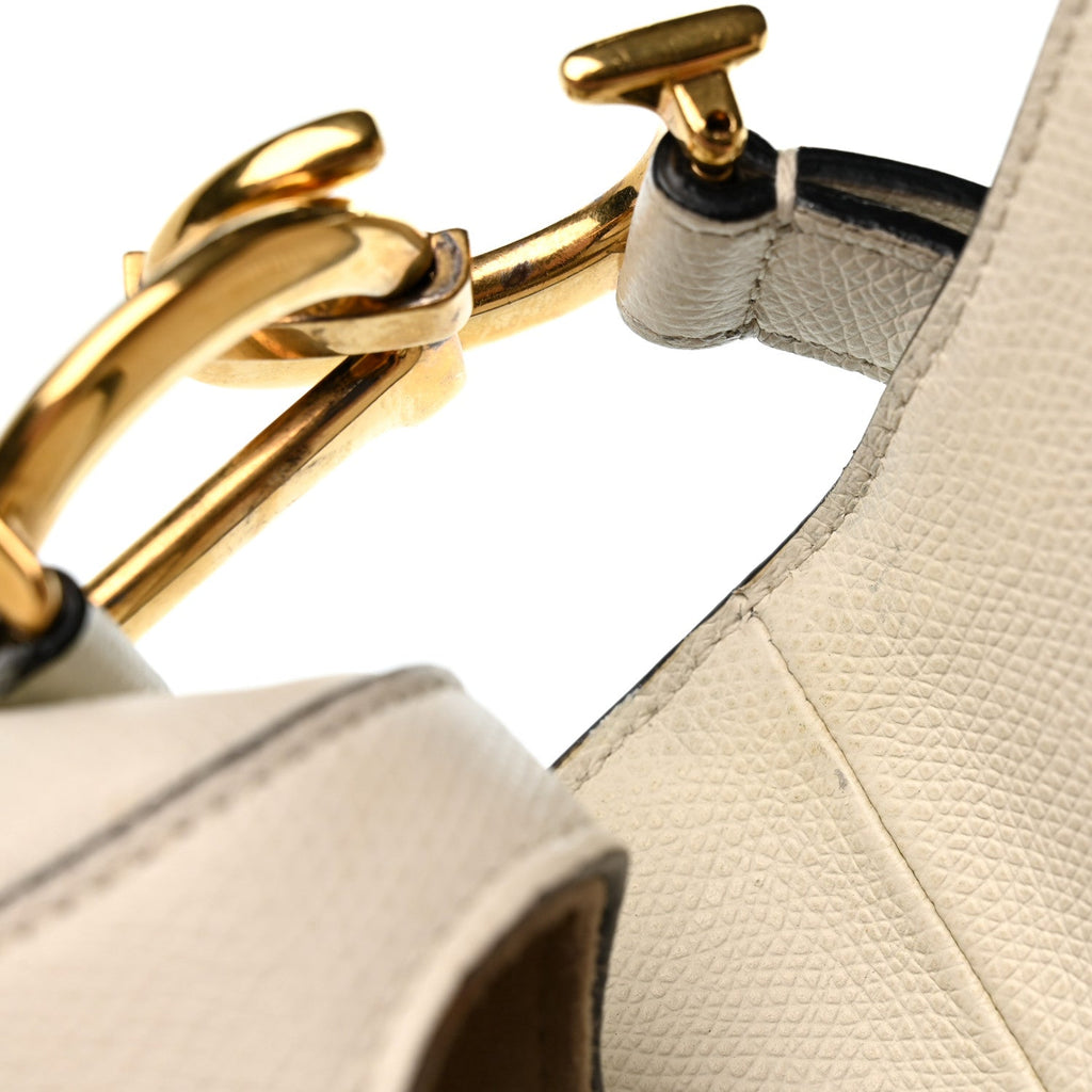 Grained Calfskin Saddle Bag White