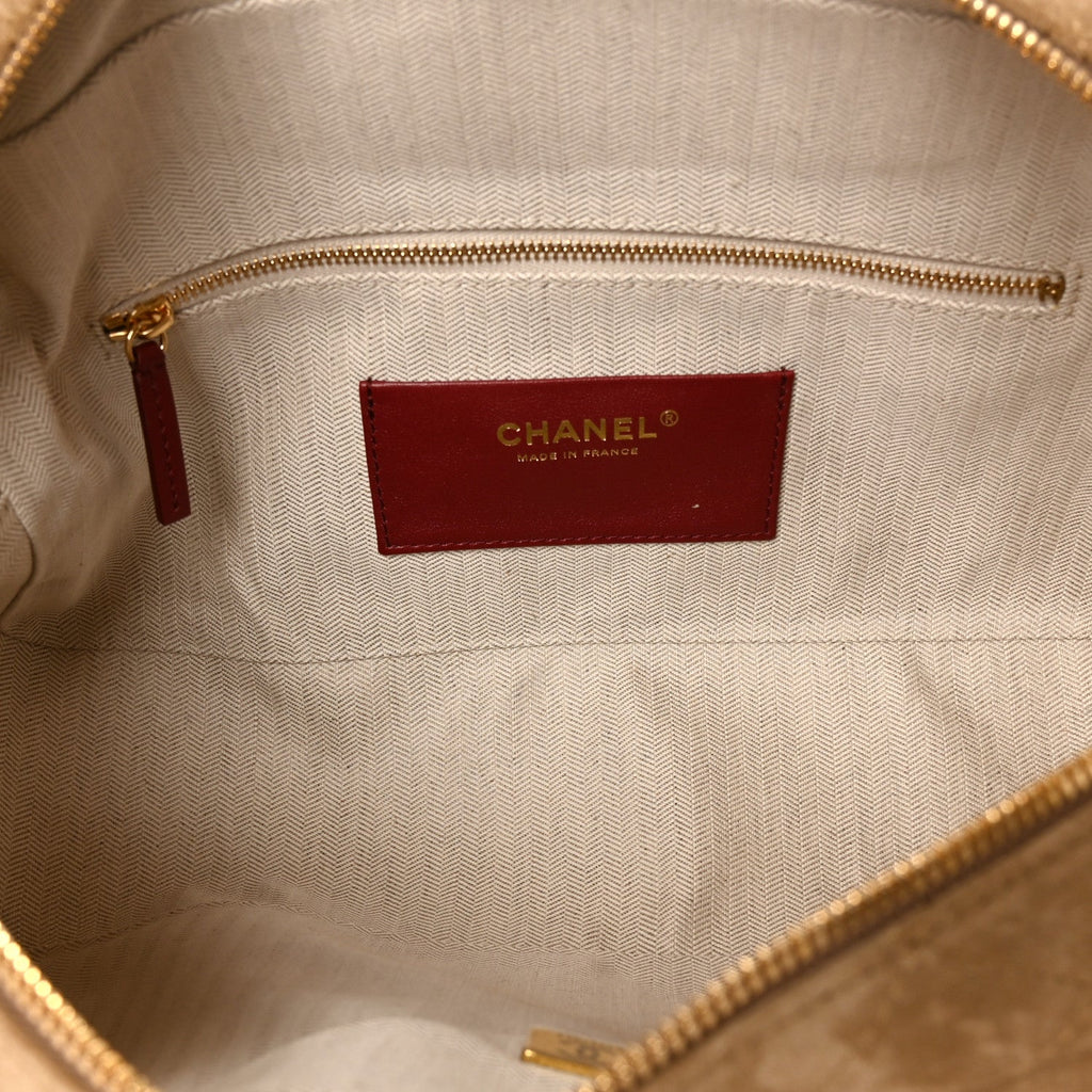 Suede Calfskin Quilted Camerissimo Camera Case Dark Beige