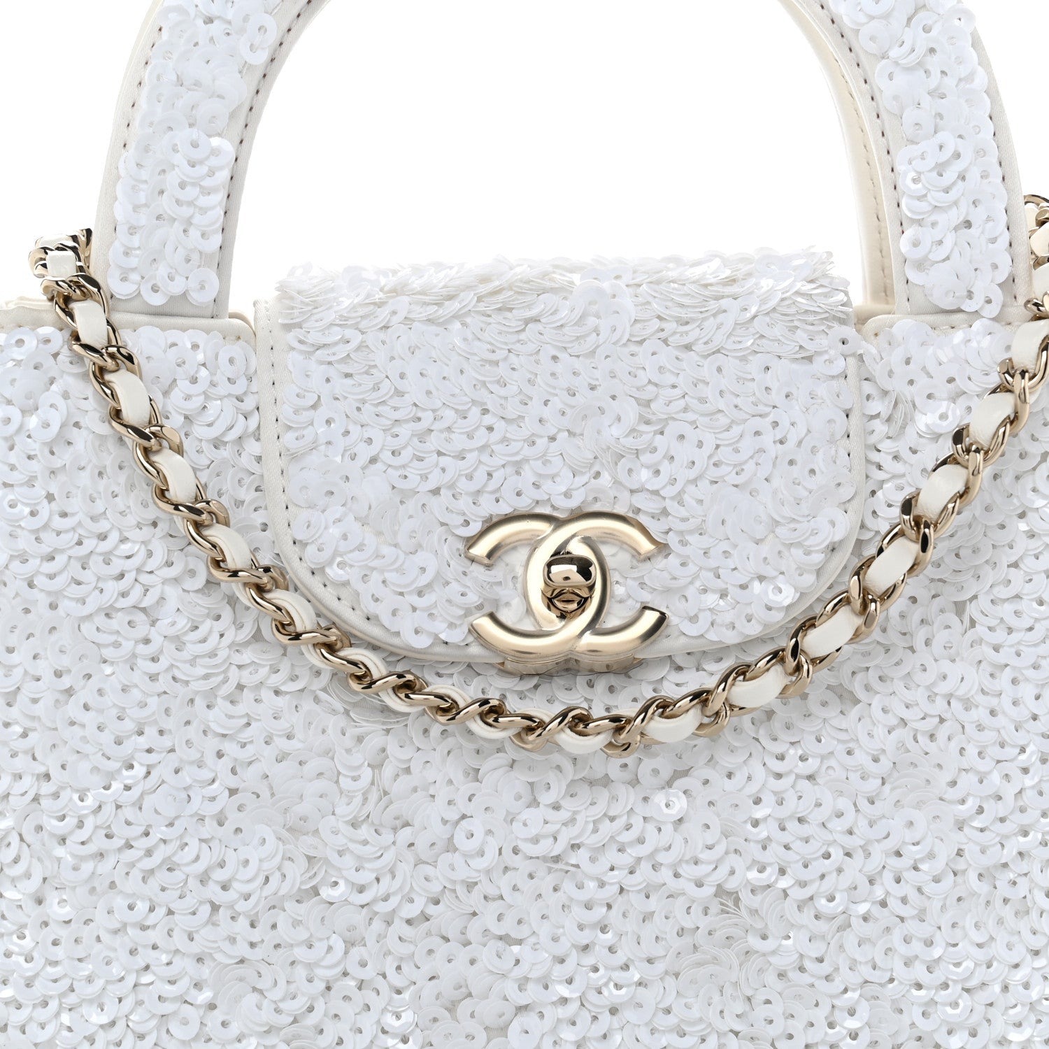 Sequin Nano Kelly Shopper White