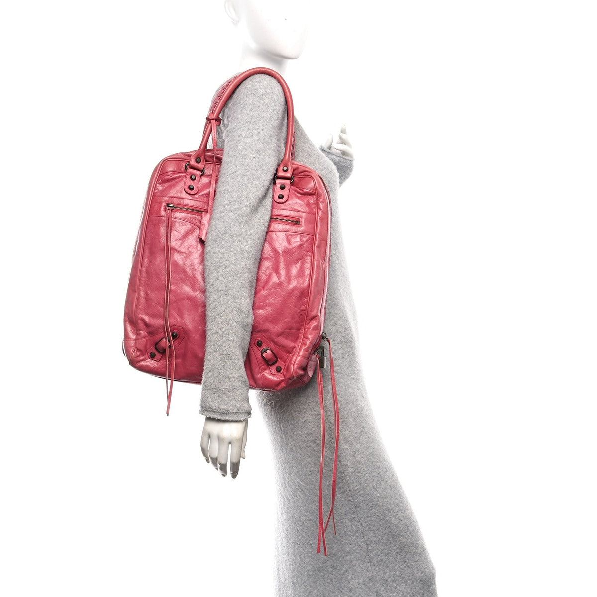 Agneau Classic Hardware Briefcase Tote Pivoine
