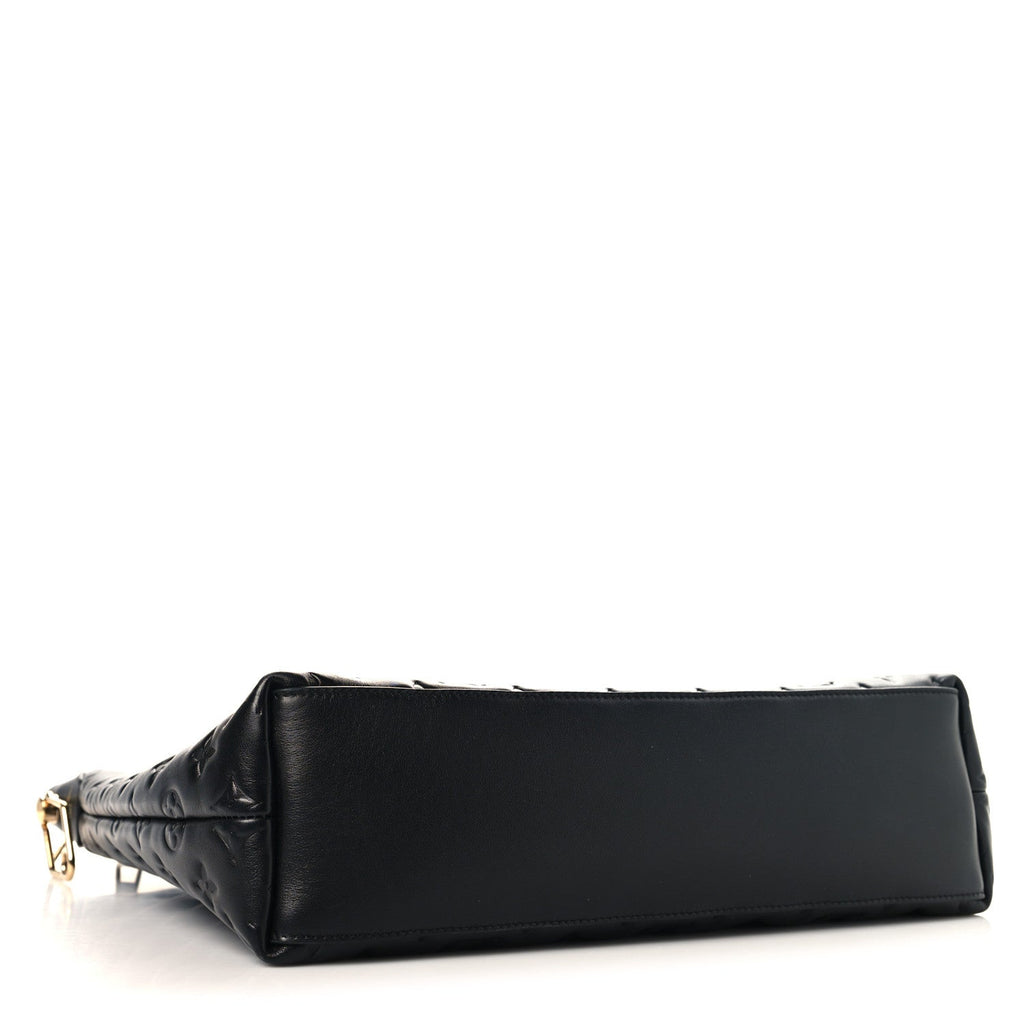 Lambskin Embossed Monogram Coussin Hobo MM Black