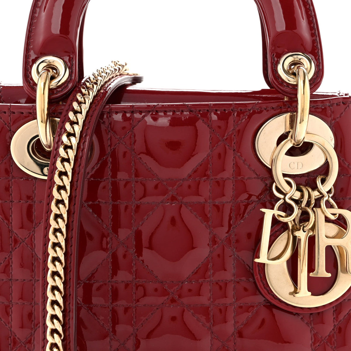 Patent Cannage Mini Lady Dior Red