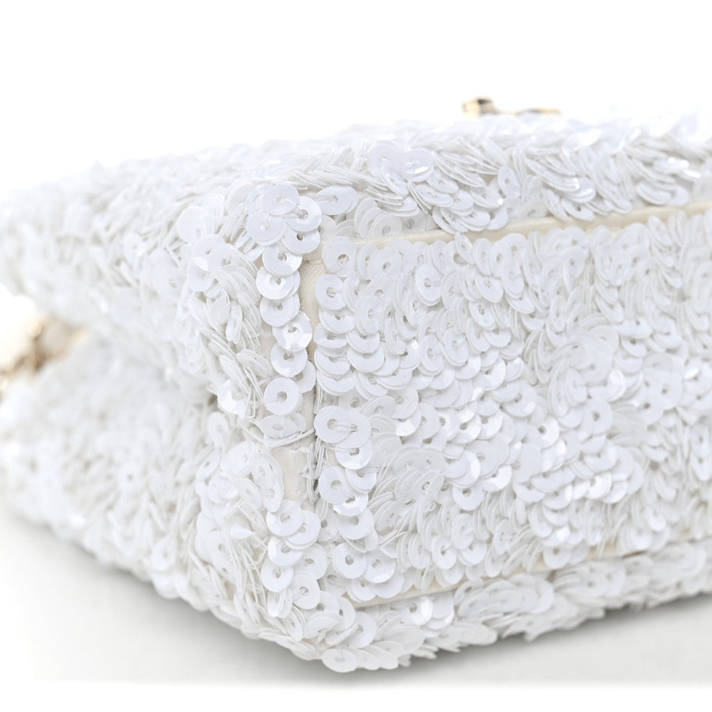 Sequin Nano Kelly Shopper White