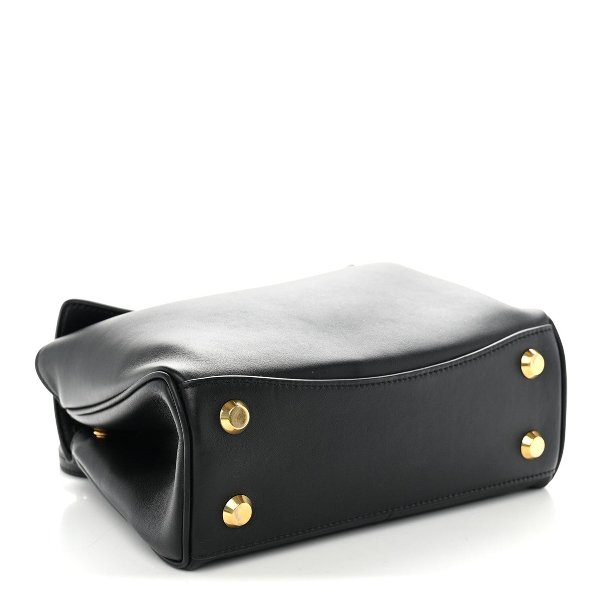 Natural Smooth Calfskin Mini Rodeo Top Handle Handbag Black