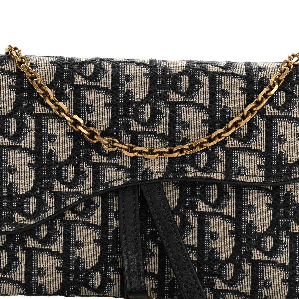 Oblique Saddle Chain Long Wallet Blue