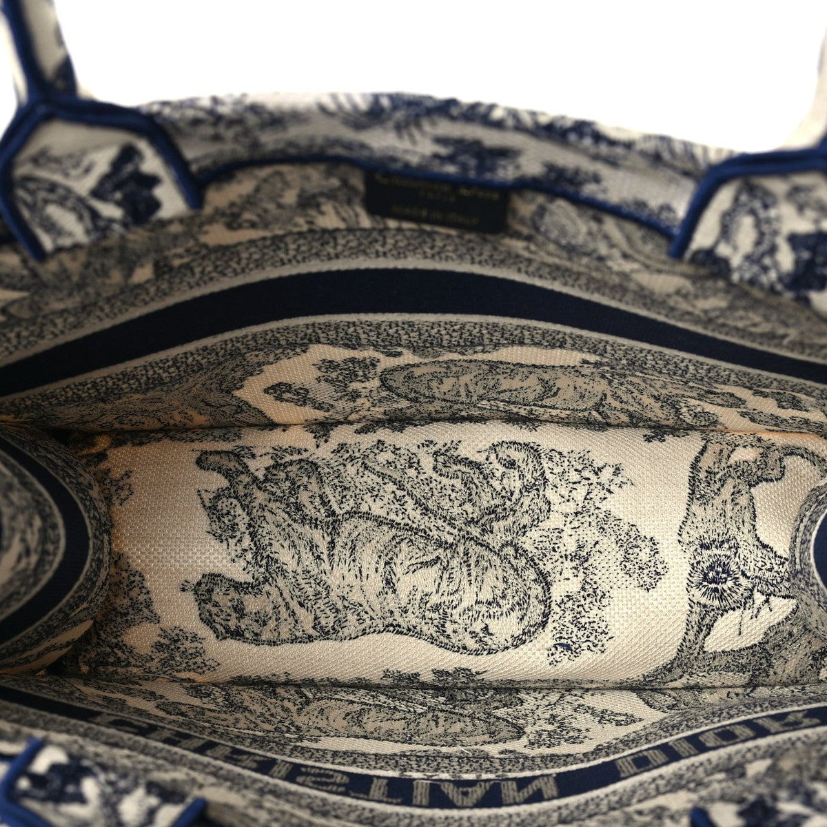 Canvas Embroidered Medium Dioriviera Toile De Jouy Book Tote Blue