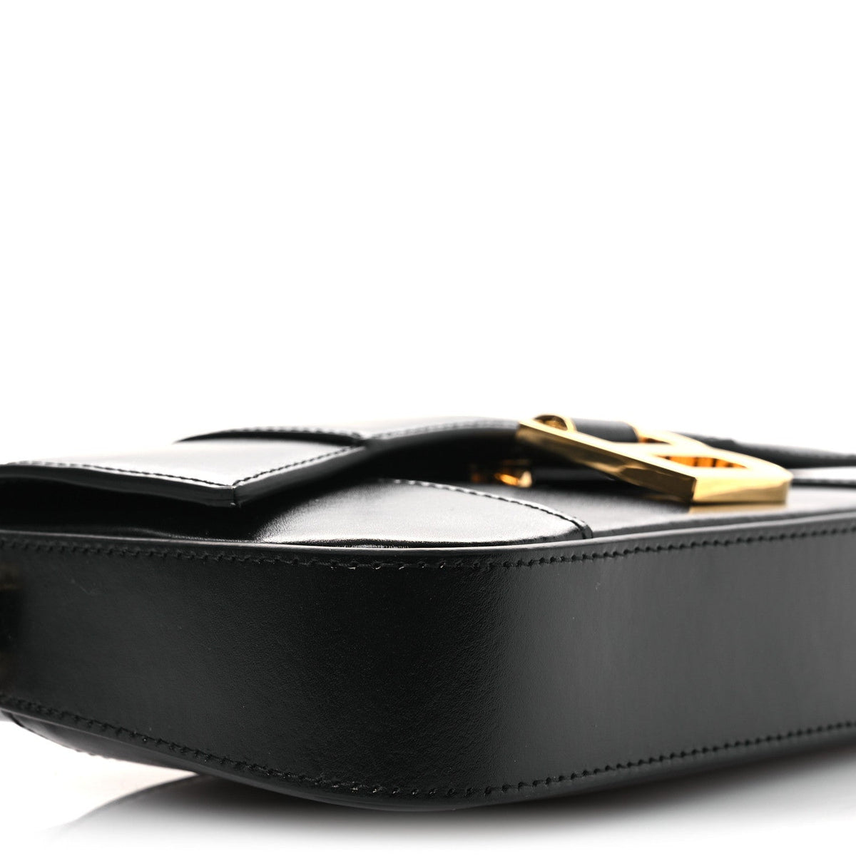 Natural Smooth Calfskin Small Hourglass Sling Bag Black