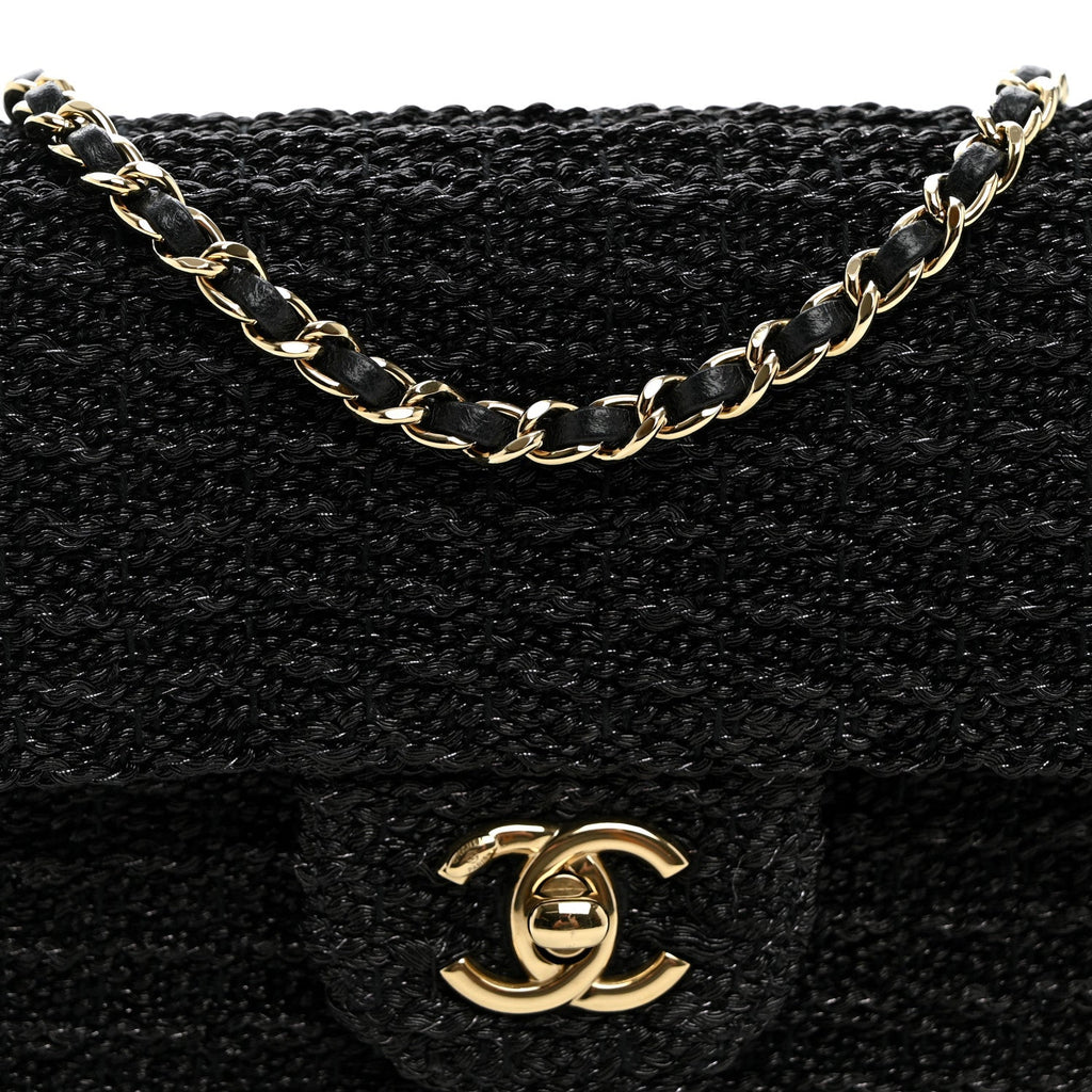 Woven Fabric Mini Rectangular Flap Black