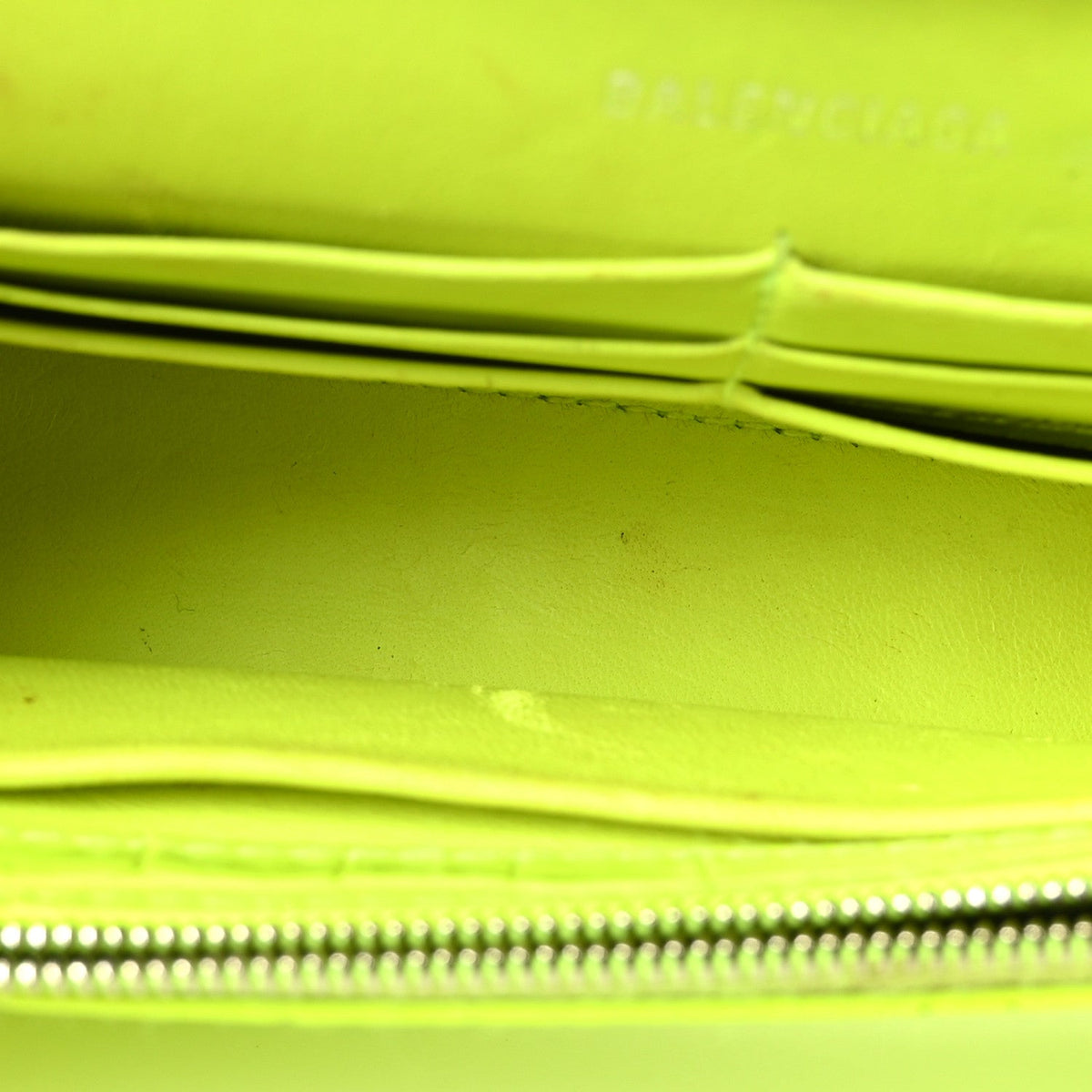 Shiny Calfskin Crocodile Embossed Hourglass Chain Bag Fluo Yellow