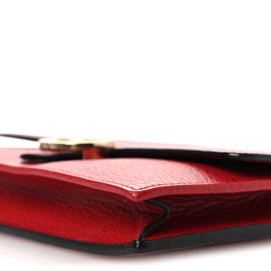 Dollar Calfskin Interlocking G Chain Wallet Red