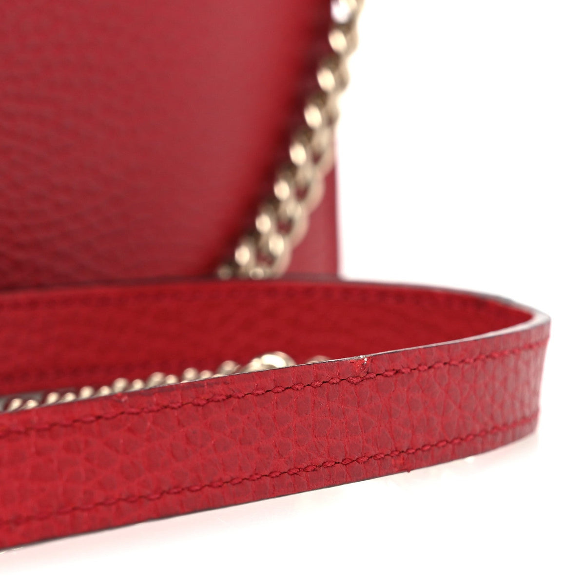 Dollar Calfskin Interlocking G Chain Wallet Red