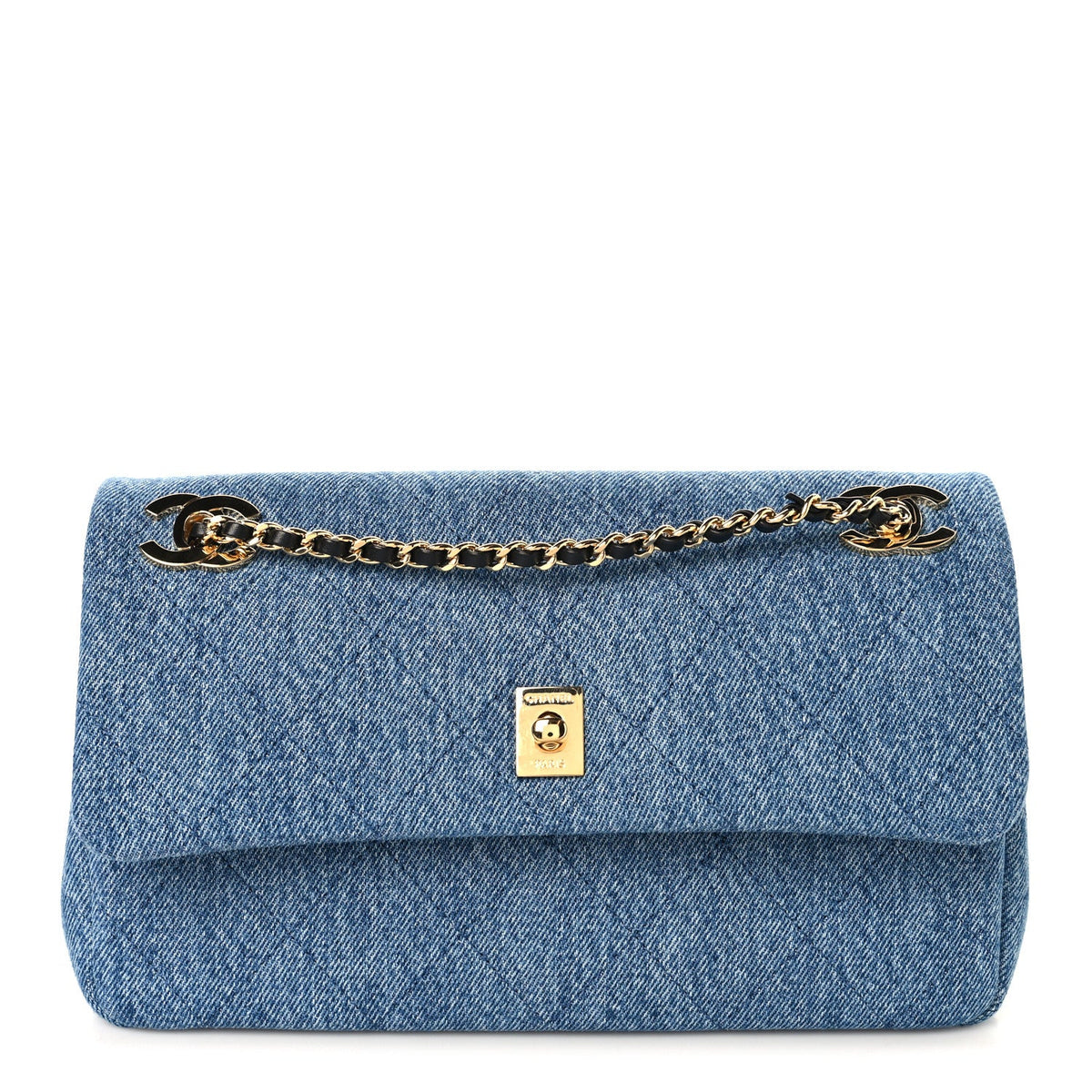 Denim Quilted Eyes On You Flap Blue