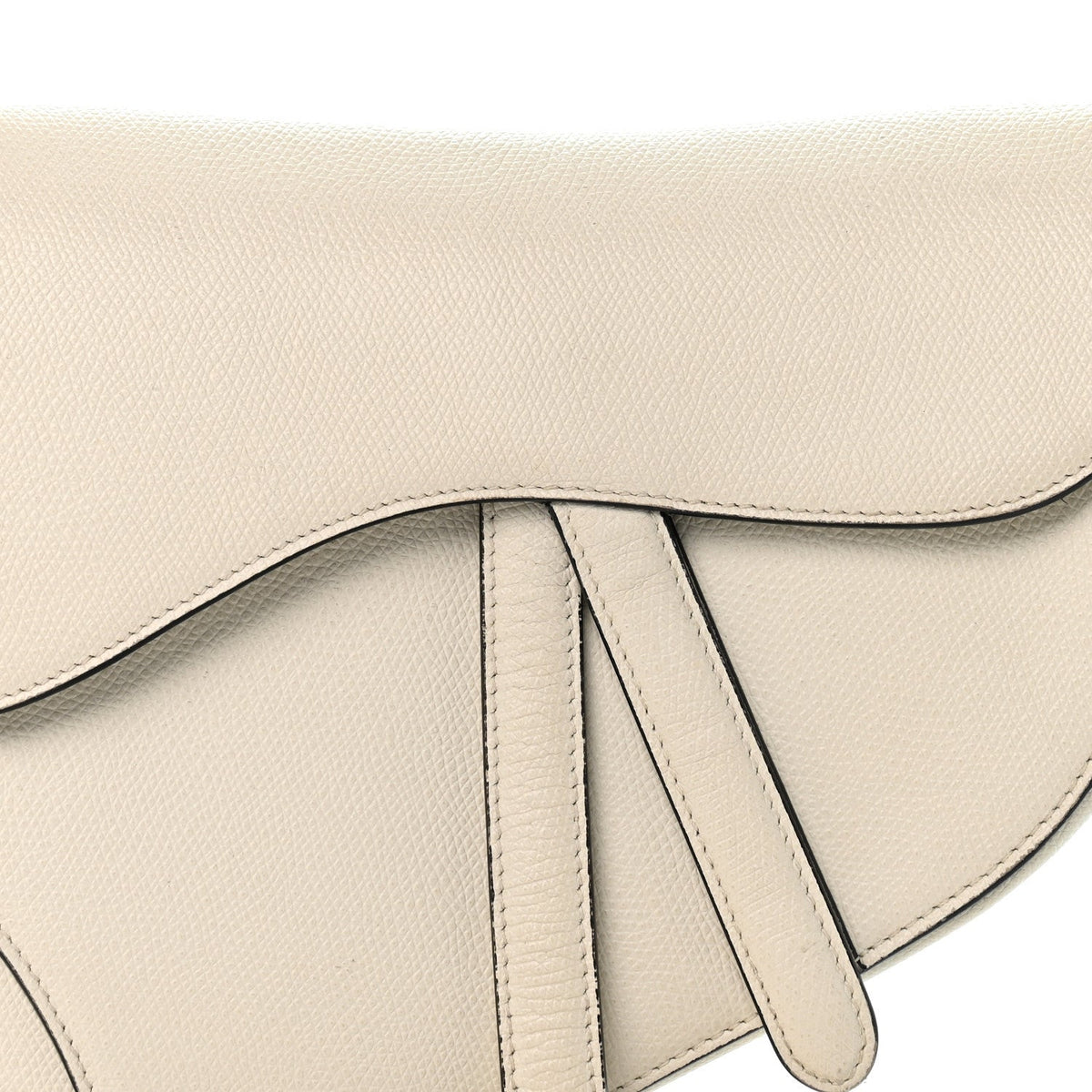 Grained Calfskin Saddle Bag White