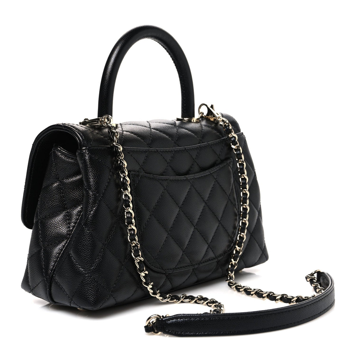 Caviar Quilted Mini Coco Handle Flap Black