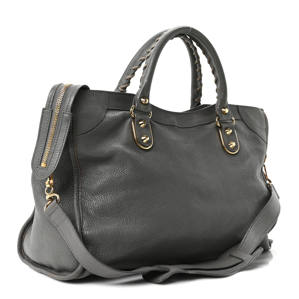 Chevre Gold Metallic Edge Hardware City Gris Acier
