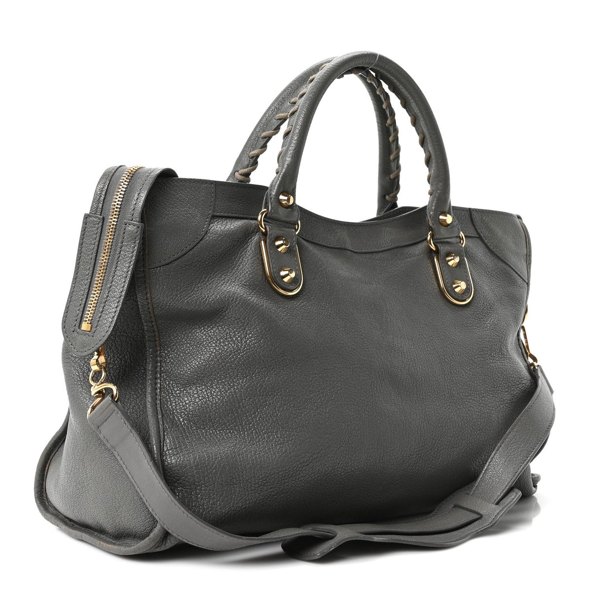 Chevre Gold Metallic Edge Hardware City Gris Acier