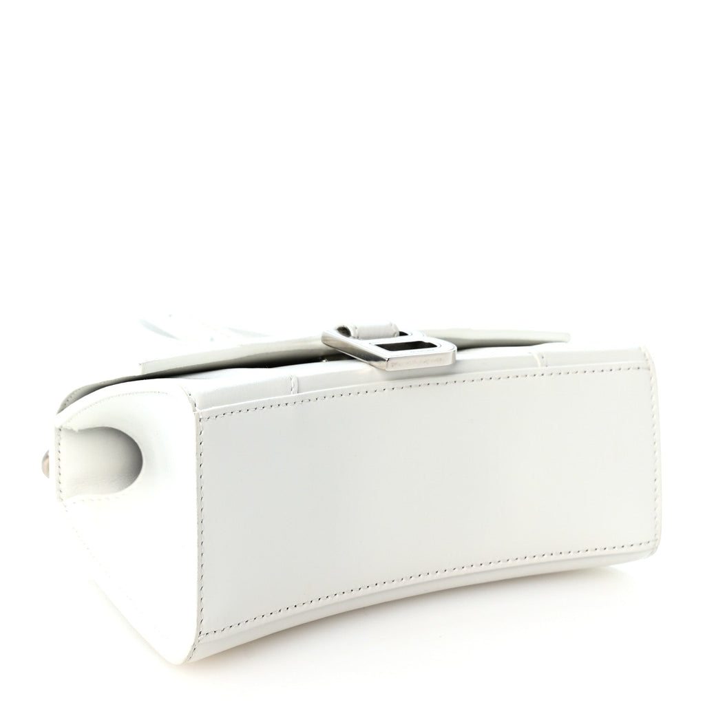 Box Calfskin Graffiti Logo Hourglass Top Handle Bag XS White Light Silver