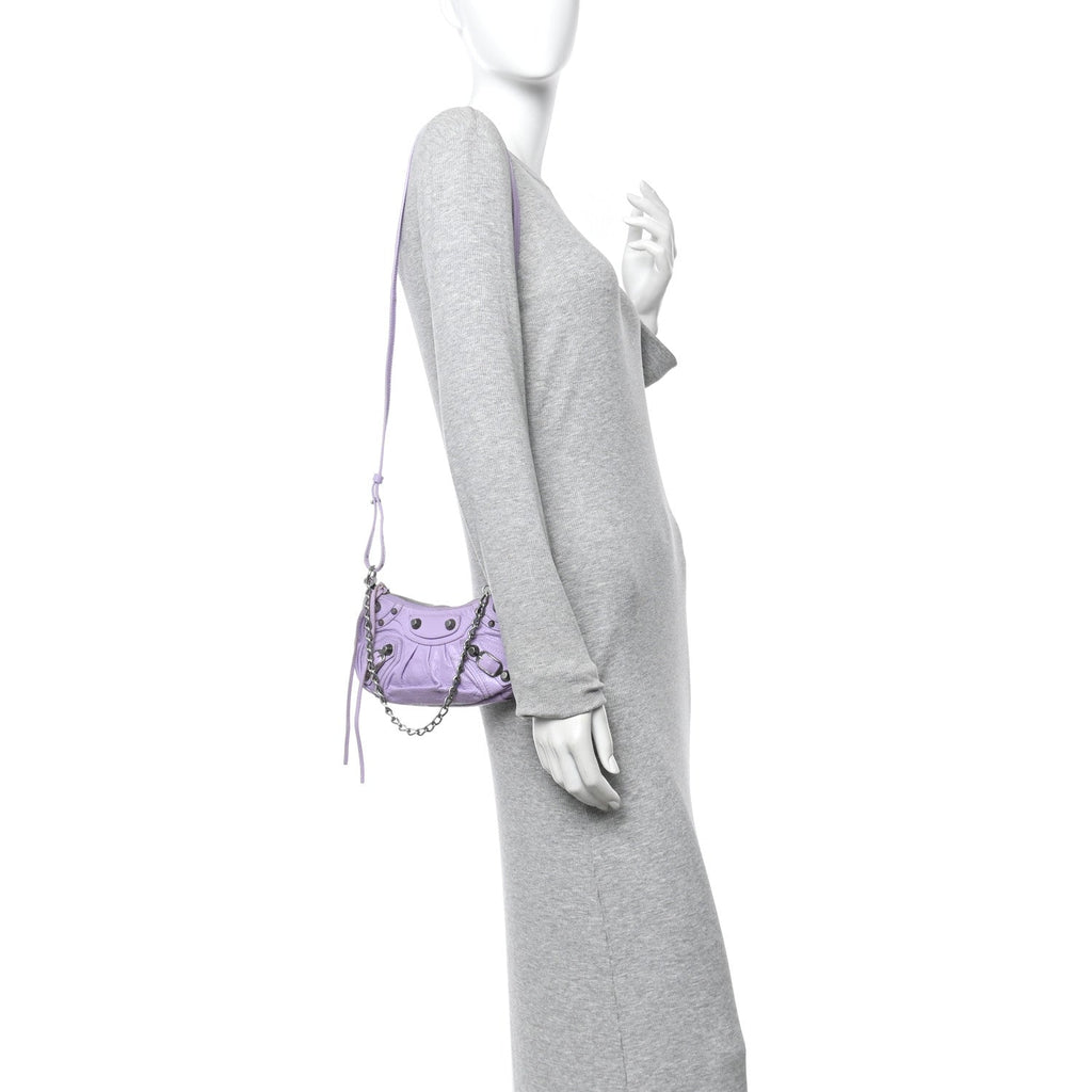 Agneau Arena Le Cagole Mini Purse With Chain Lilac