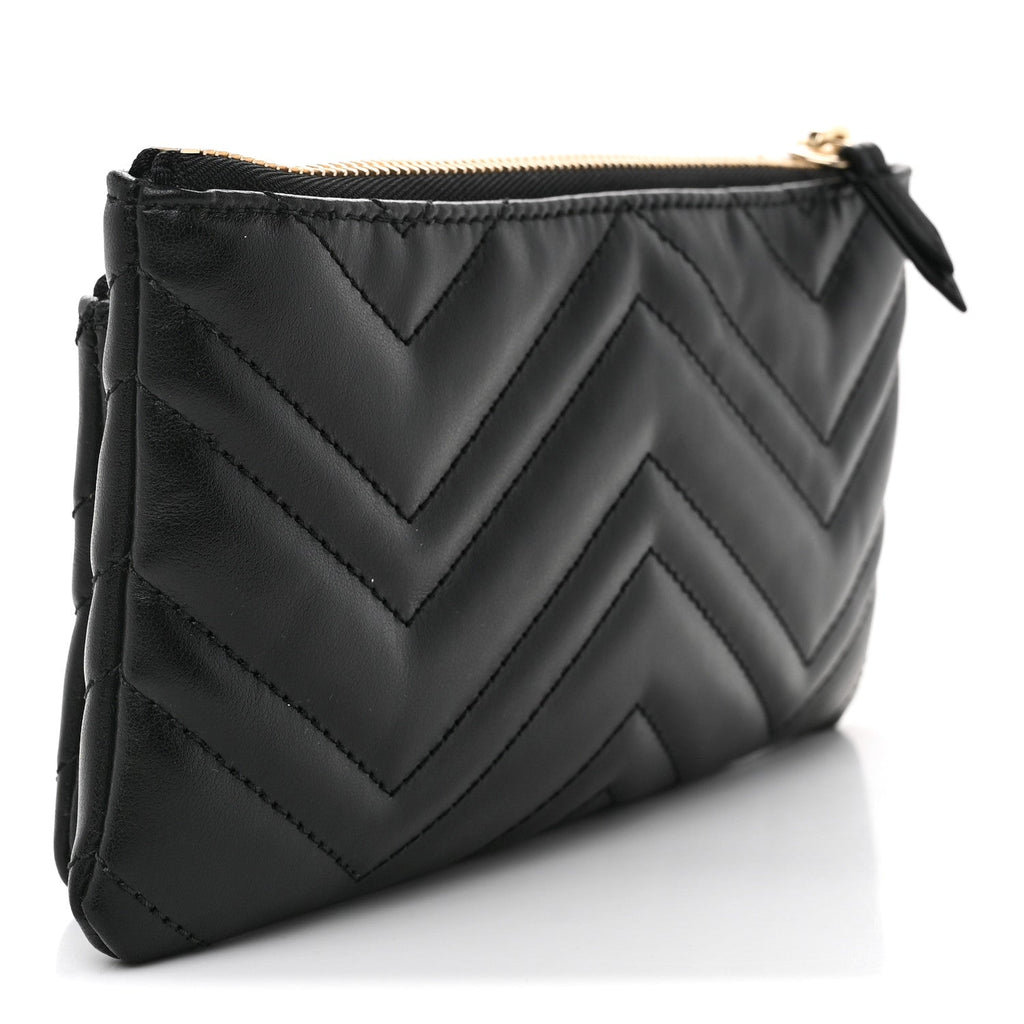 Calfskin Matelasse Small GG Marmont 2.0 Clutch Black