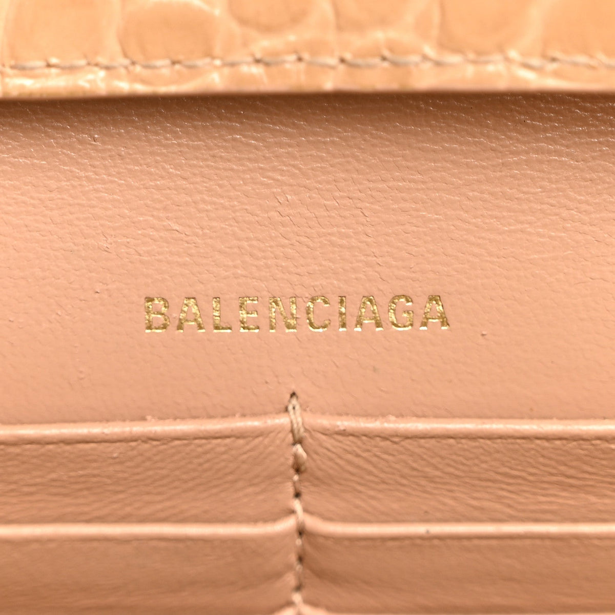 Shiny Calfskin Crocodile Embossed Hourglass Chain Bag Nude Beige