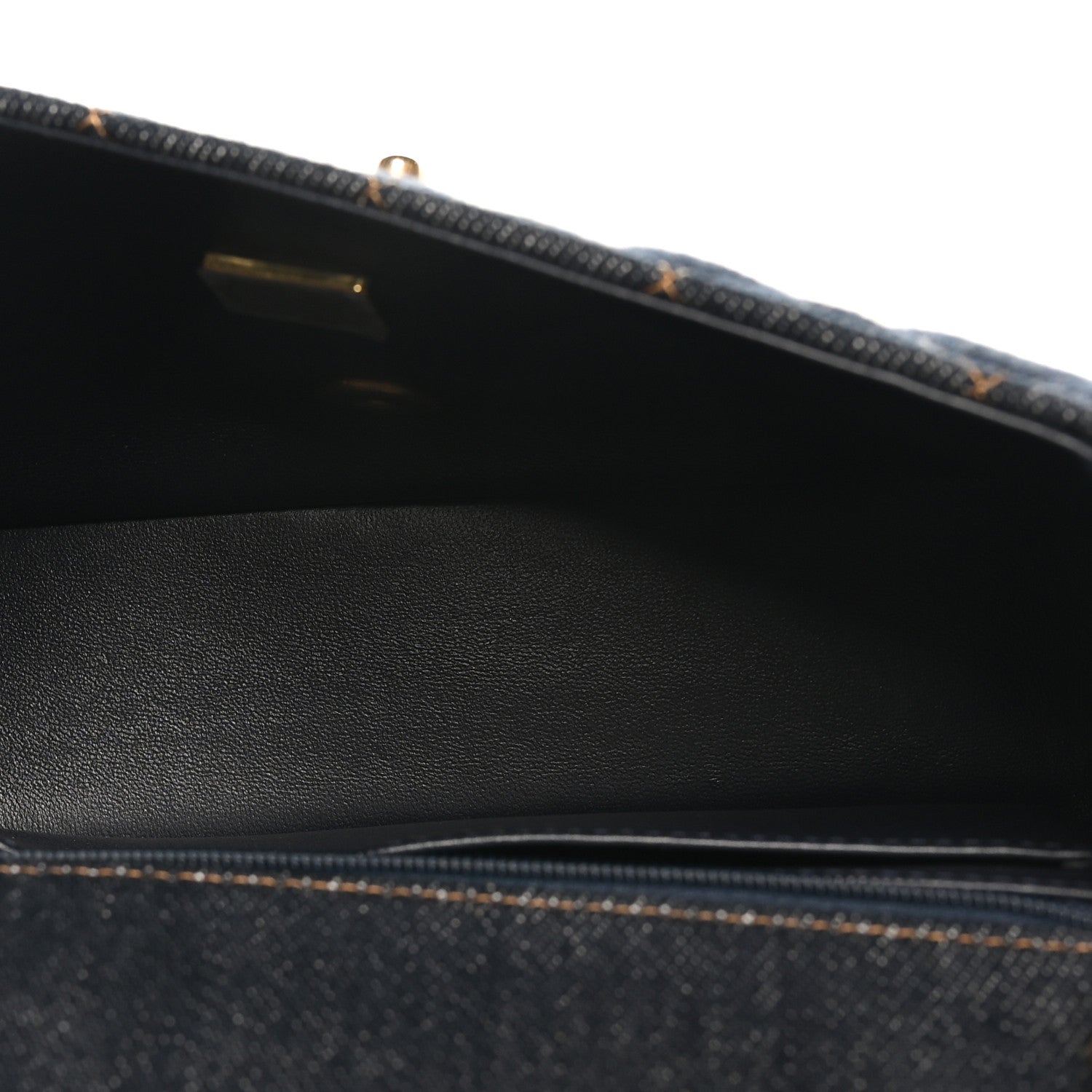 Denim Quilted Mini Rectangular Flap Dark Blue