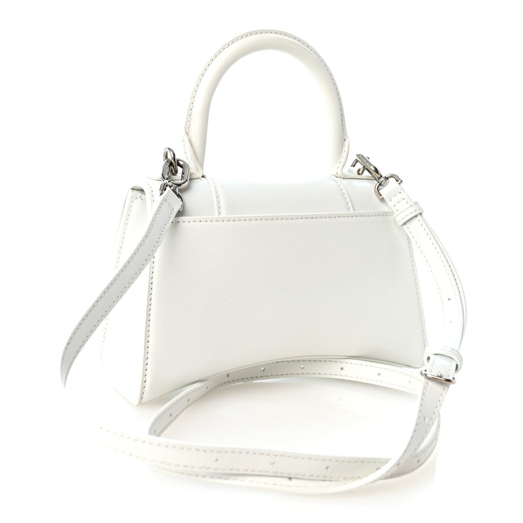 Box Calfskin Graffiti Logo Hourglass Top Handle Bag XS White Light Silver