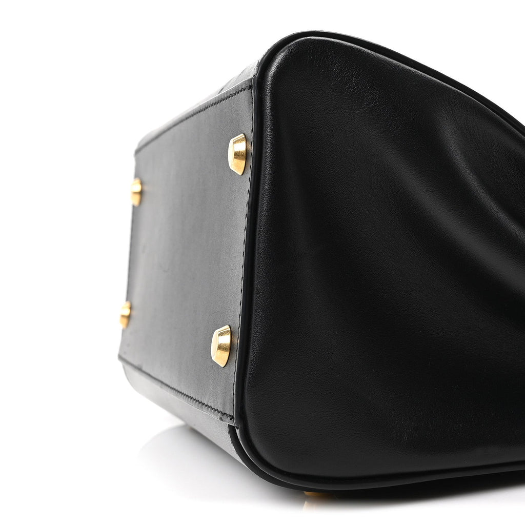 Shiny Box Calfskin Small Money Tote Black