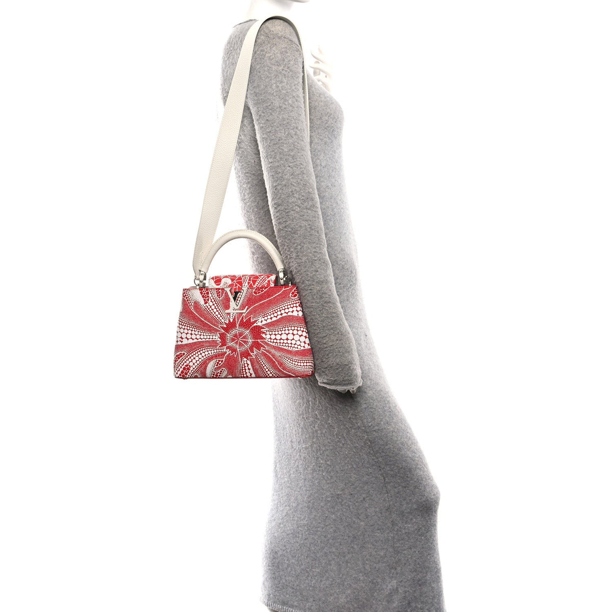 LV X YK Taurillon Psychedelic Flower Capucines BB Rouge