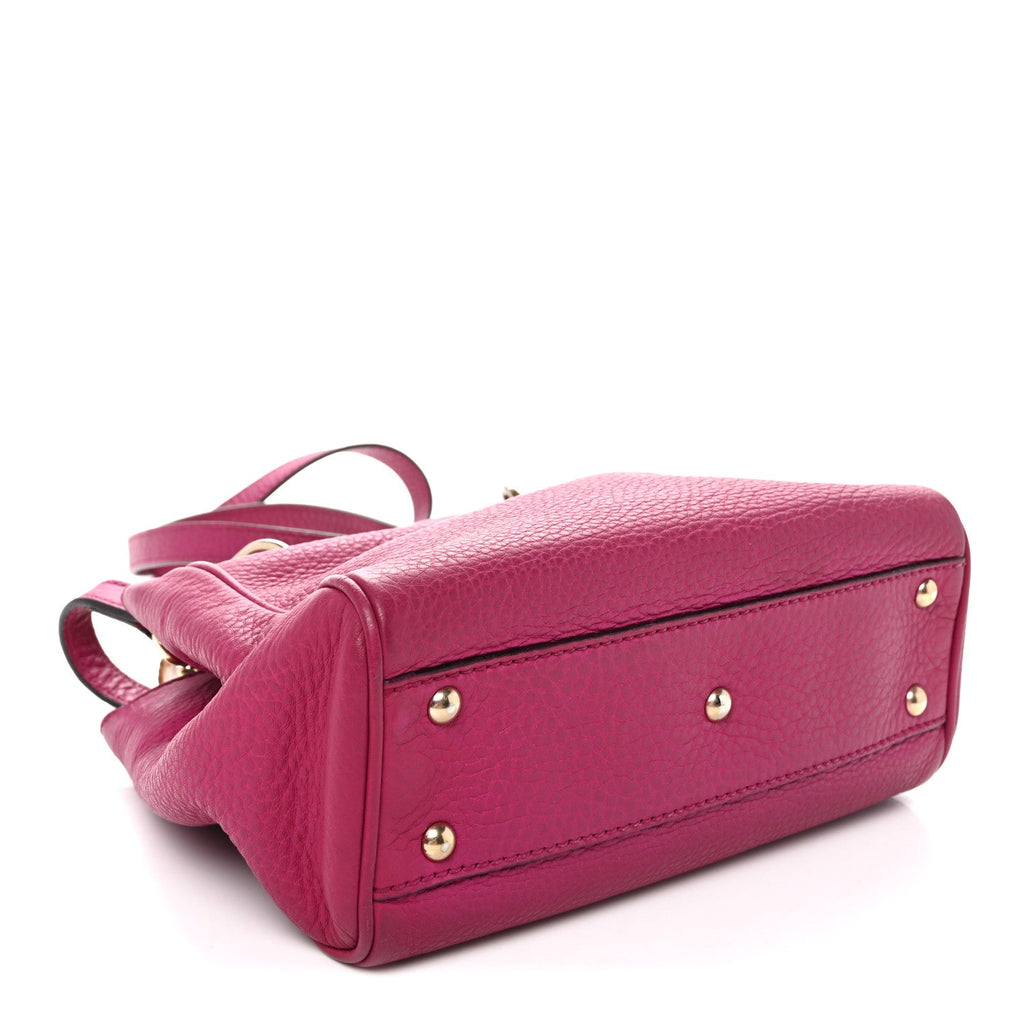 Calfskin Mini Bamboo Shopper Tote Bright Bougainvillea