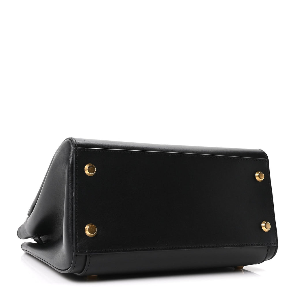 Shiny Box Calfskin Small Money Tote Black