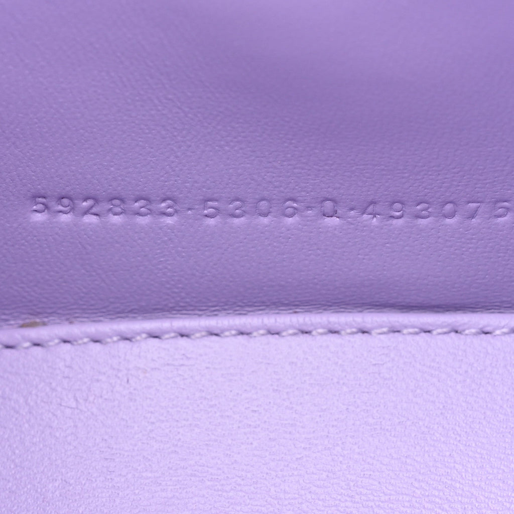 Shiny Calfskin Crocodile Embossed Hourglass Top Handle Bag XS Lilac