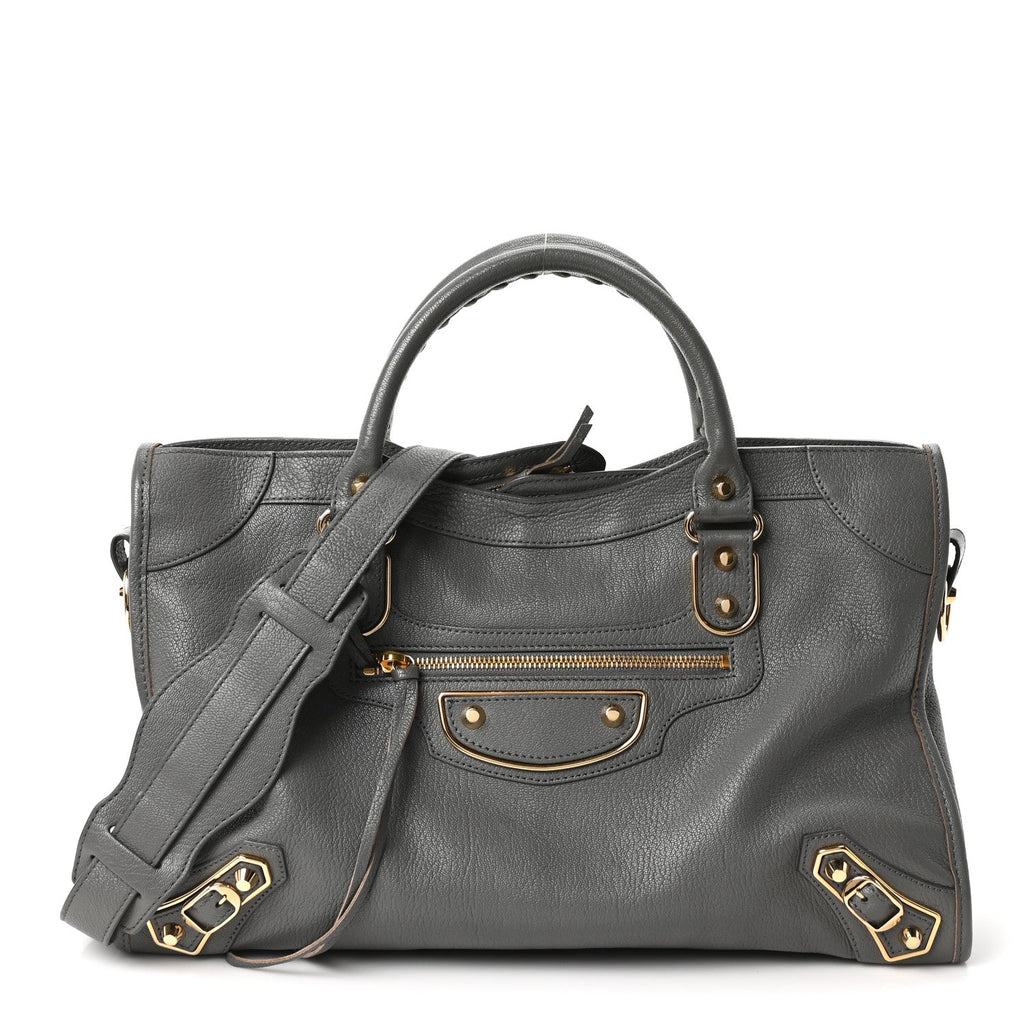 Chevre Gold Metallic Edge Hardware City Gris Acier