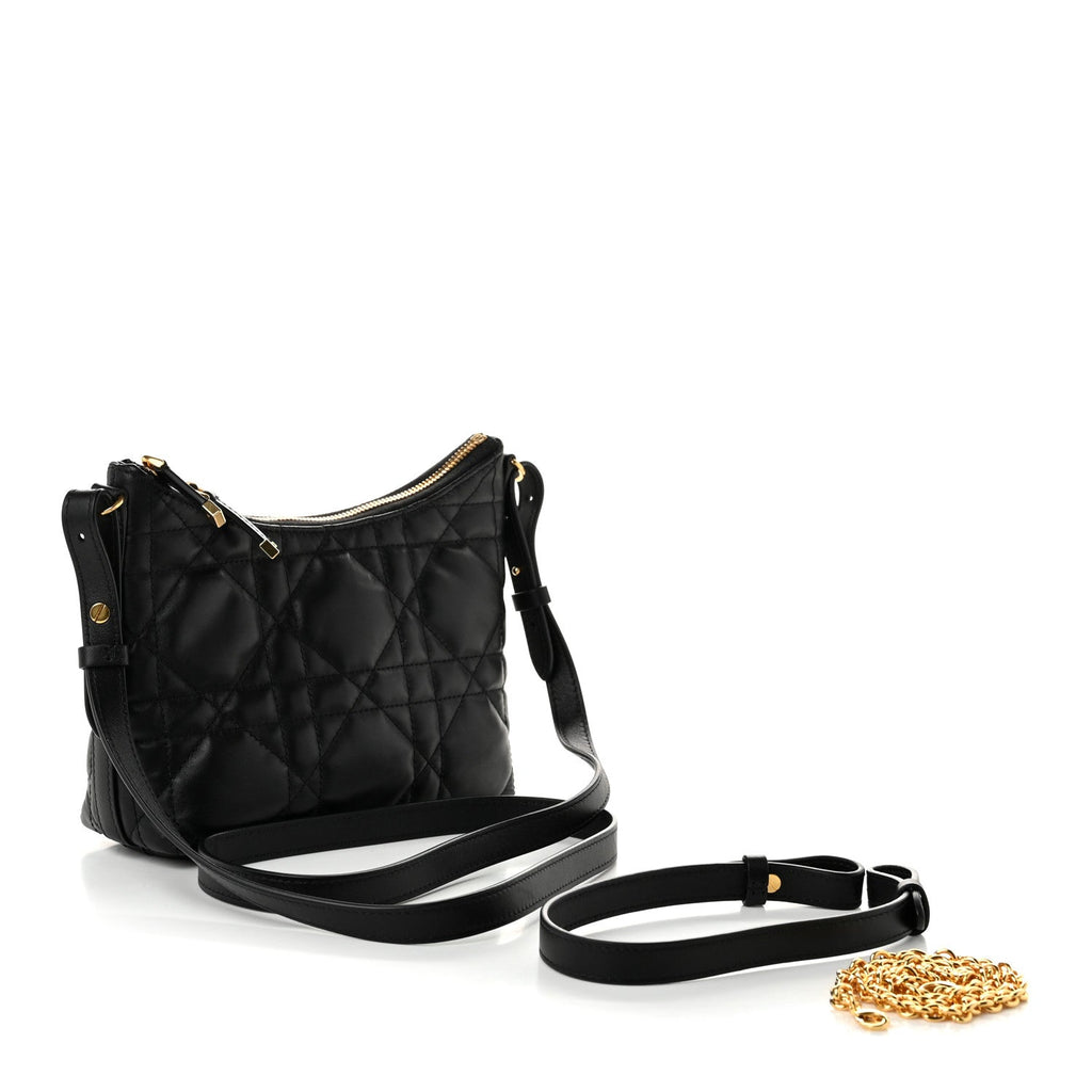 Calfskin Macrocannage Miss Caro Diorling Mini Bag with Chain Black