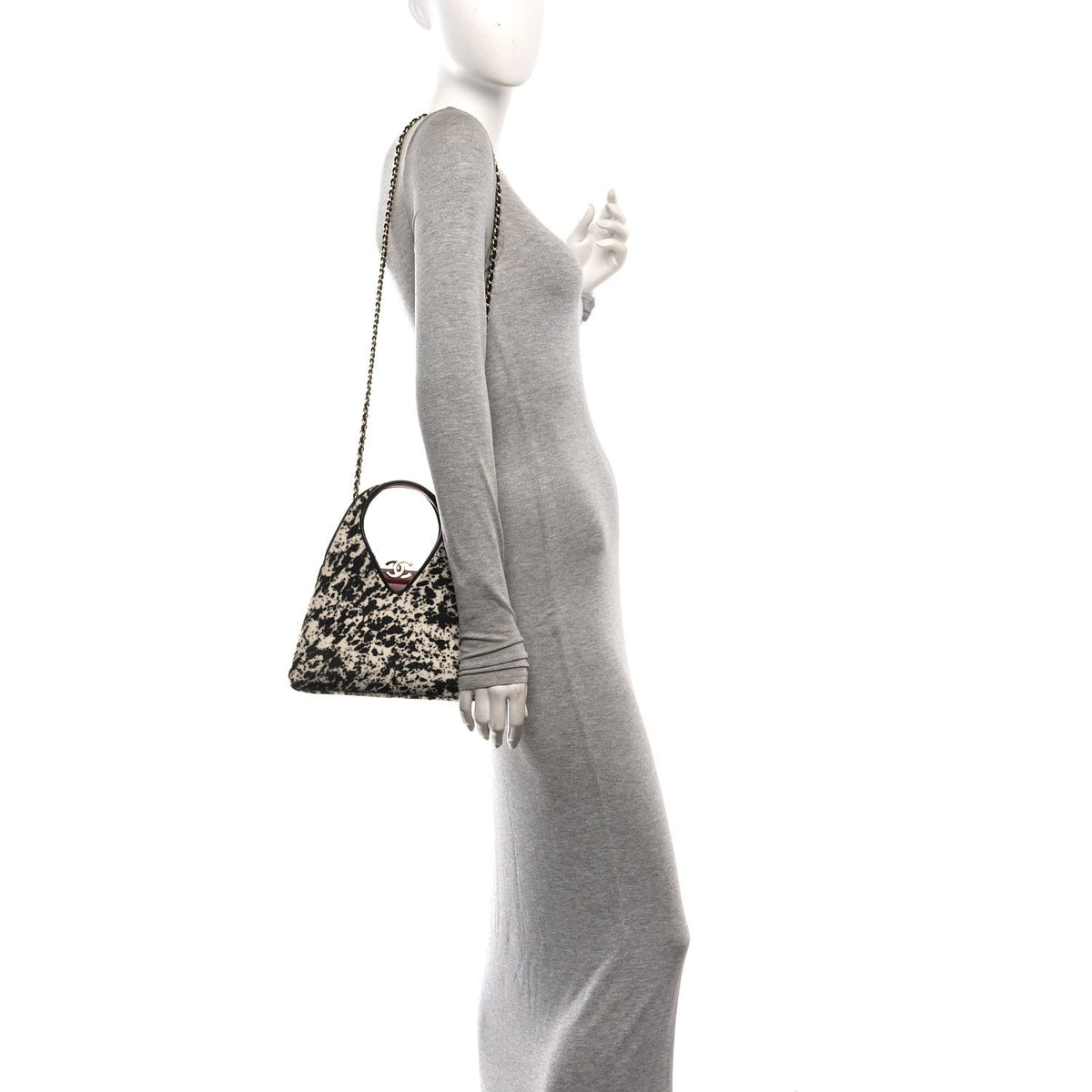 Pony Hair Printed Chic Lady Small Shopping Tote White Black