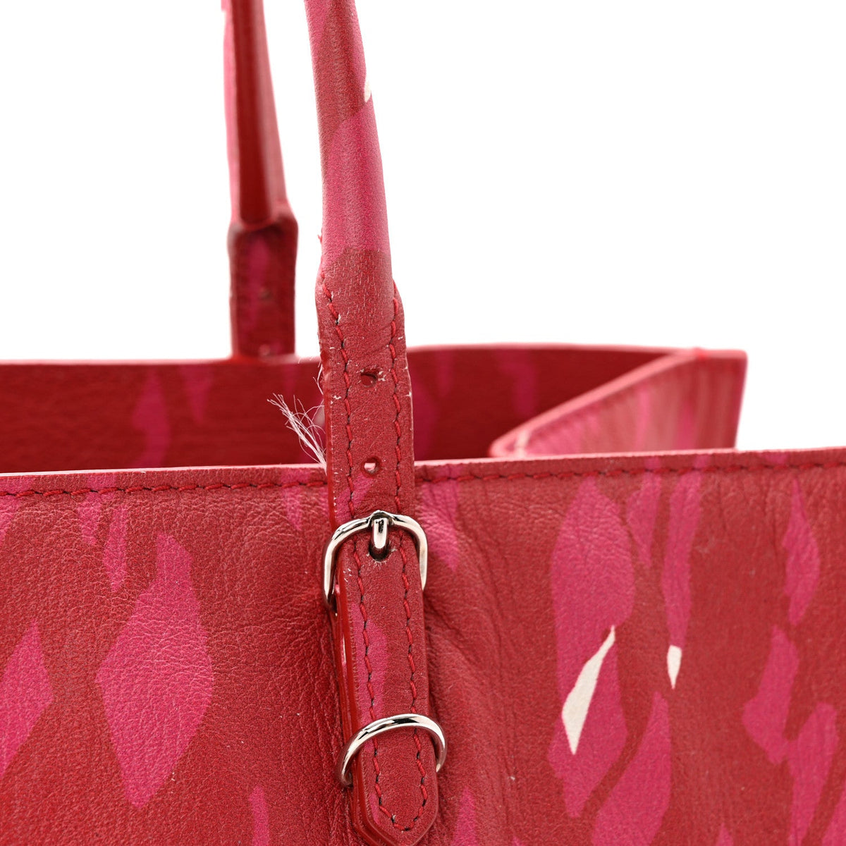 Supple Calfskin Printed Papier A5 Zip Around Tote Red Pink White