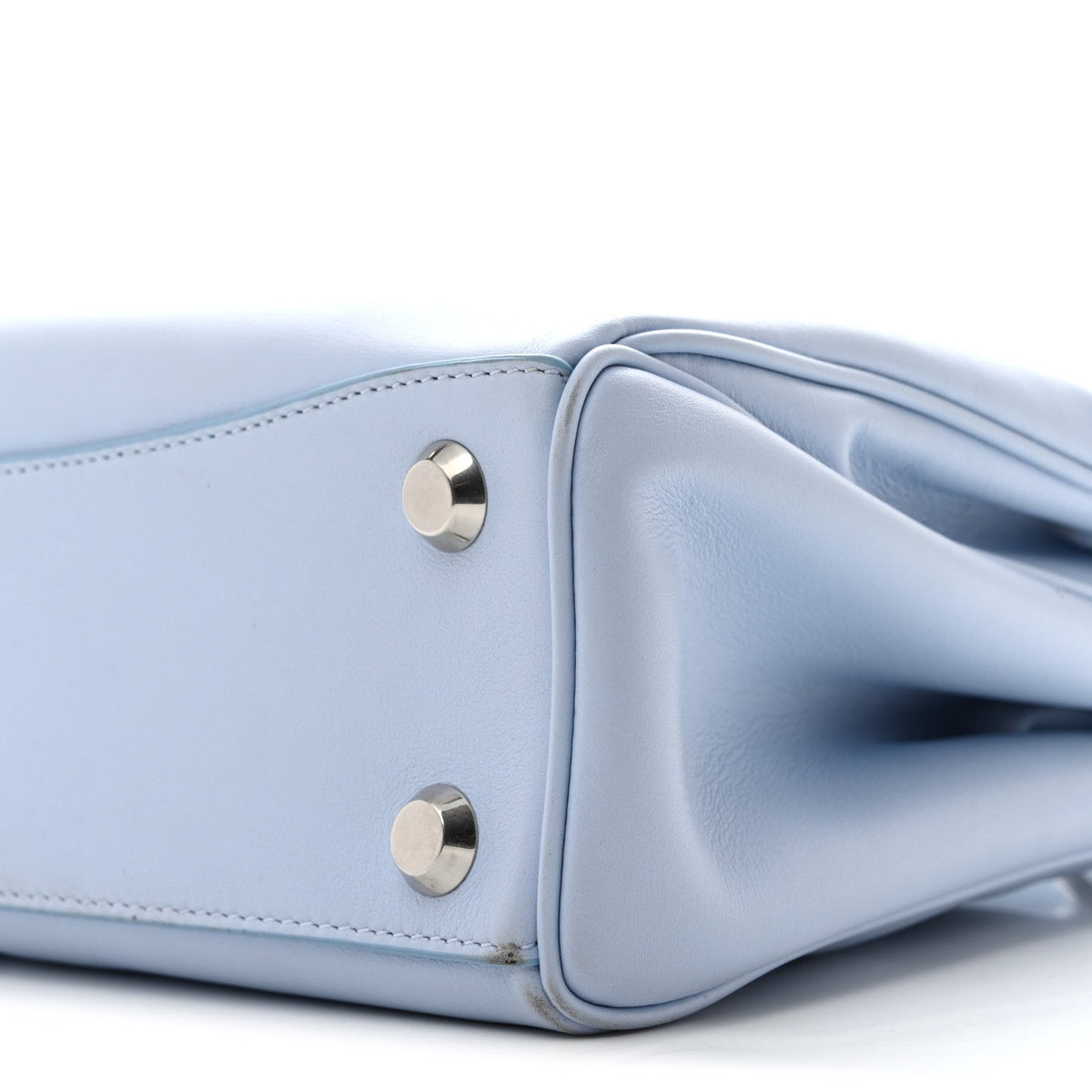 Natural Smooth Calfskin Small Rodeo Top Handle Handbag Cloudy Blue