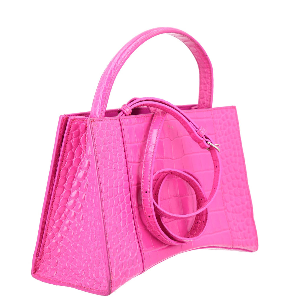 Grained Calfskin XS Hourglass East West Tote Lipstick Pink