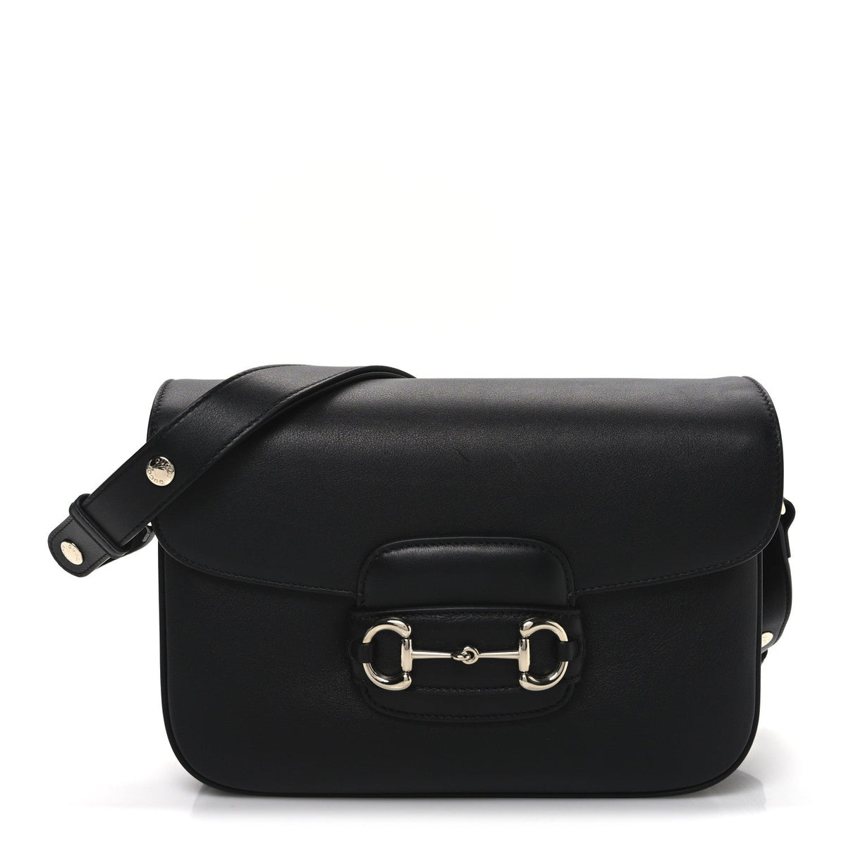 Ciny Lux Calfskin Horsebit 1955 Soft Small Shoulder Bag Black