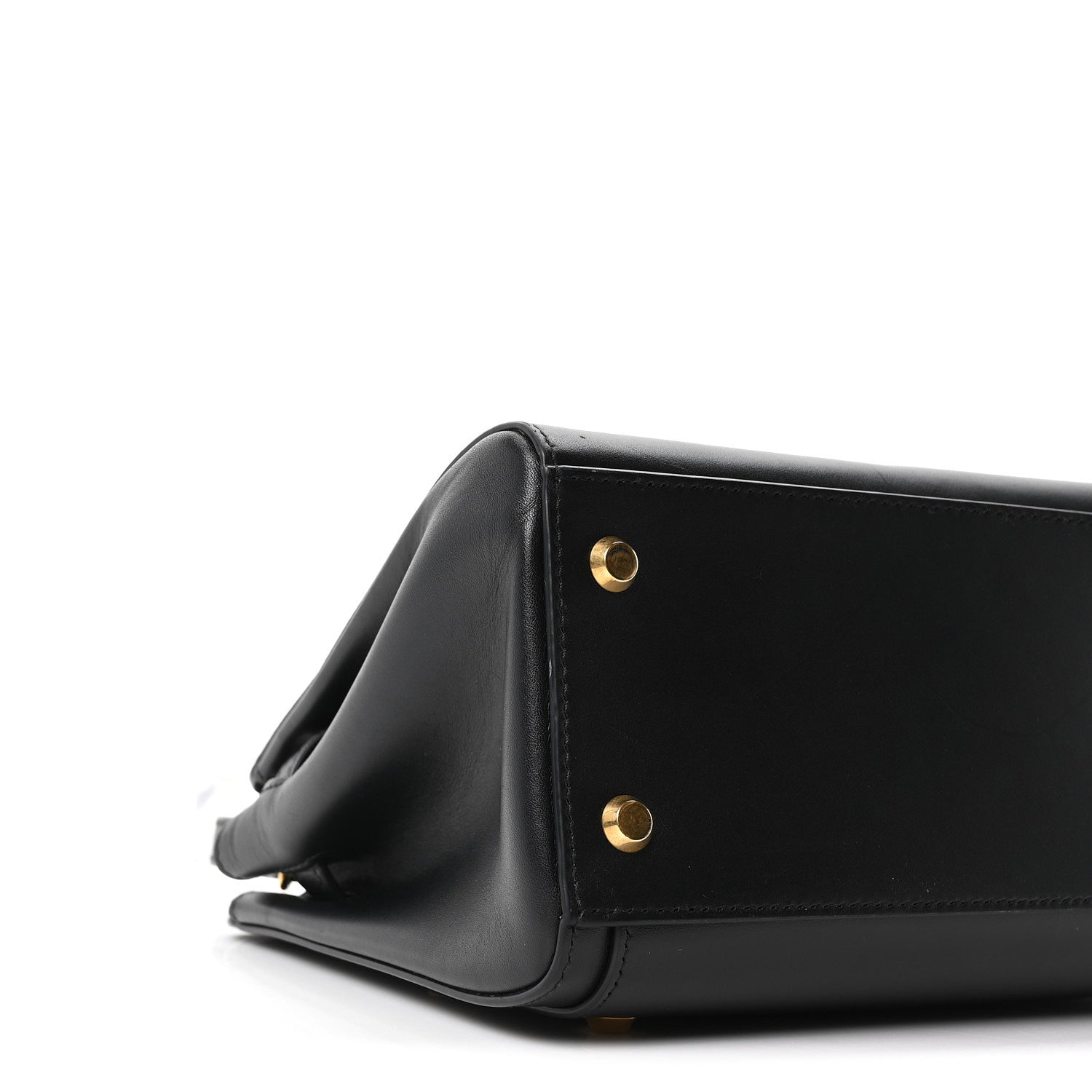 Shiny Box Calfskin Small Money Tote Black