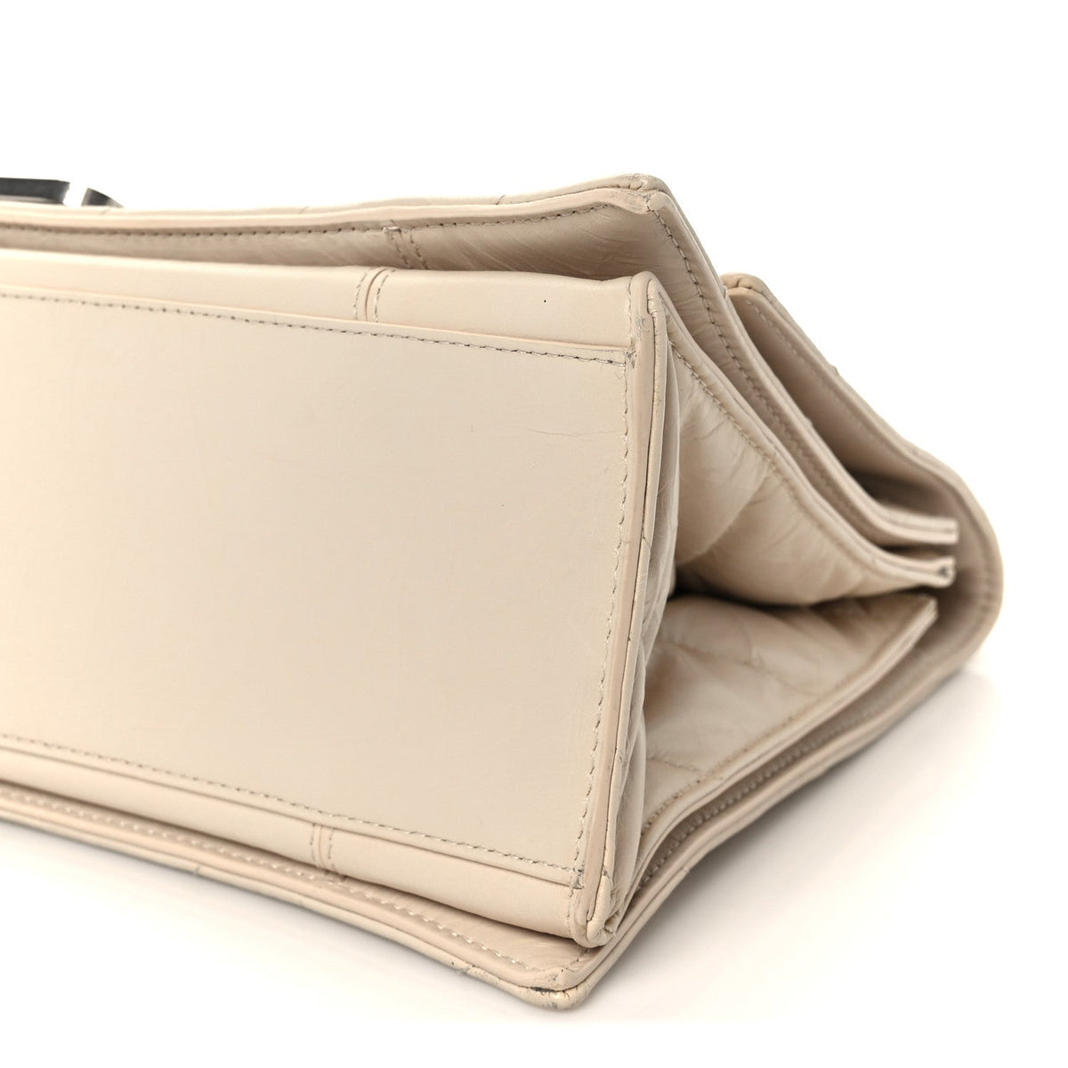 Crushed Calfskin Quilted Medium Crush Chain Bag Nude