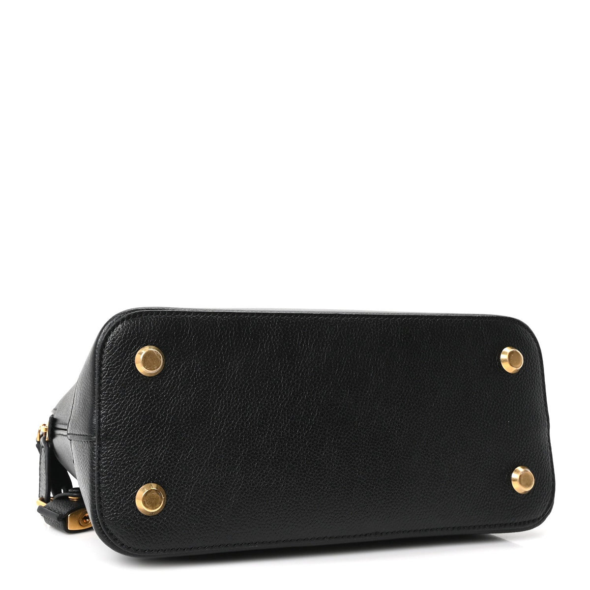 Grained Calfskin Logo S Ville Top Handle Bag Black White