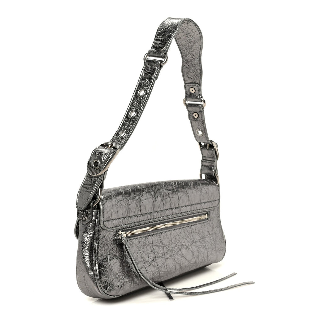 Metallic Agneau Arena Small Le Cagole Sling Bag Silver