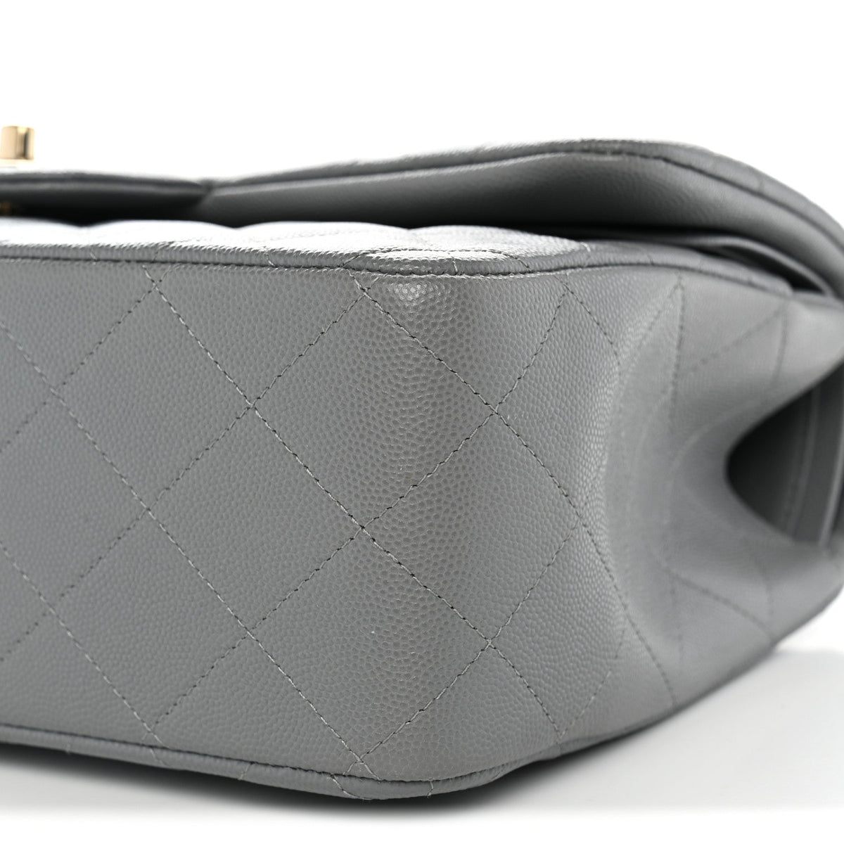 Caviar Quilted Jumbo Double Flap Grey